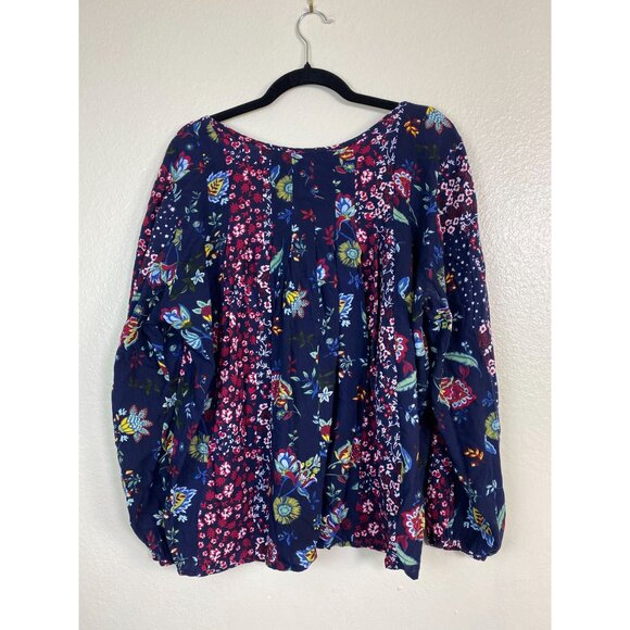 Cafe Marrakesh Floral Boho Peasant Top Blouse Womens Plus Size 3X Blue Pink - Picture 16 of 16